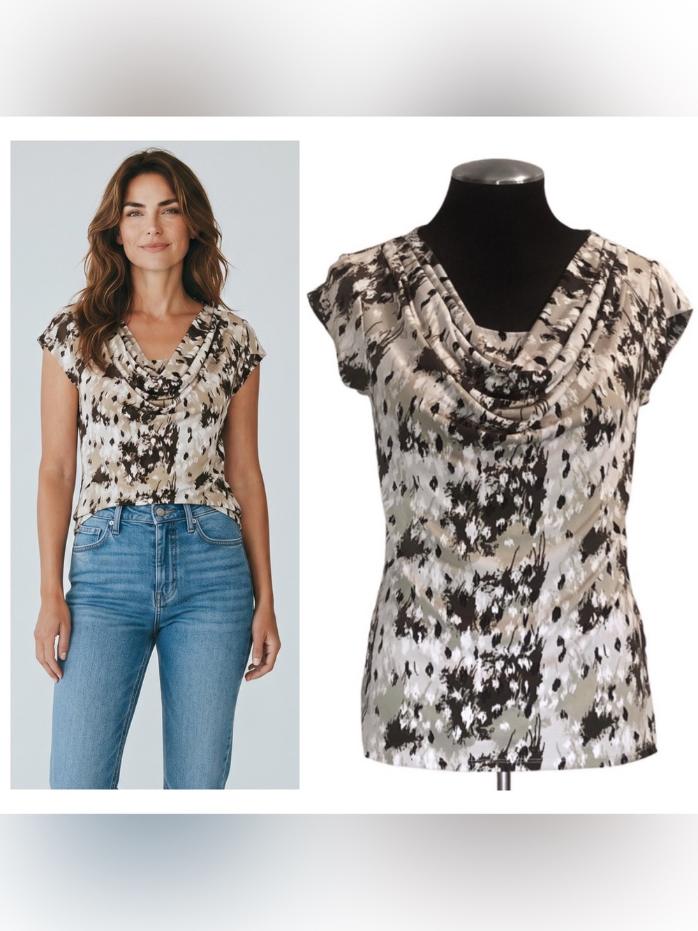 🆕 Chelsea & Theodore - Drape Neck Cap Sleeve Stretch Career Top - Small